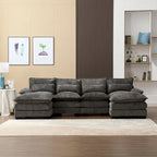 Gray U-Shape Sectional Sofa, Chenille, Seats 5–7