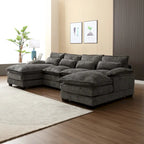 Gray U-Shape Sectional Sofa, Chenille, Seats 5–7