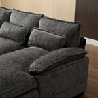 Gray U-Shape Sectional Sofa, Chenille, Seats 5–7