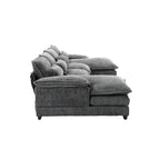 Gray U-Shape Sectional Sofa, Chenille, Seats 5–7