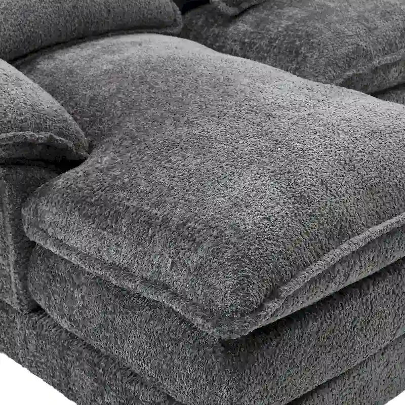 Gray U-Shape Sectional Sofa, Chenille, Seats 5–7
