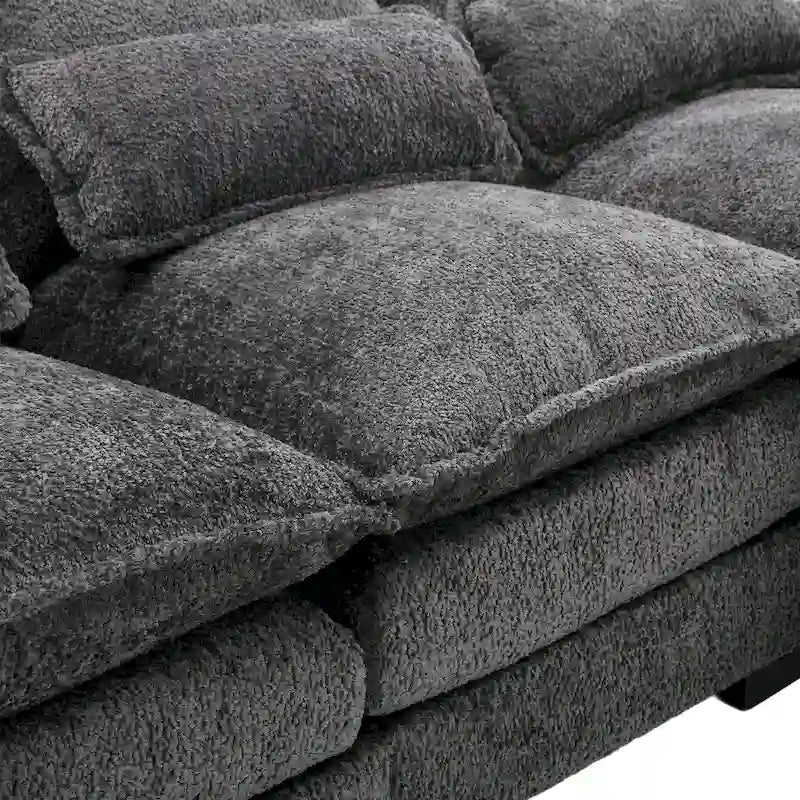 Gray U-Shape Sectional Sofa, Chenille, Seats 5–7
