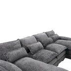 Gray U-Shape Sectional Sofa, Chenille, Seats 5–7