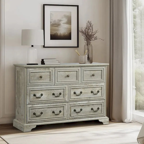Ancient Oak 7-Drawer Dresser, Farmhouse Style, Single Use