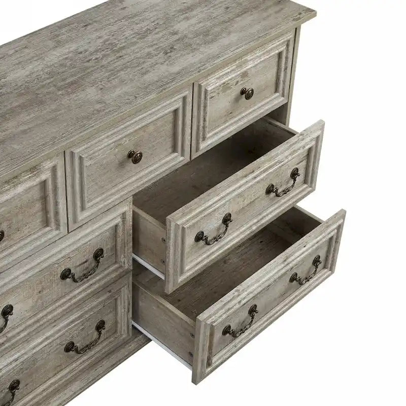 Commode à 7 tiroirs en chêne ancien, style campagnard, à usage unique