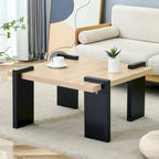 Table basse carrée, naturelle/noyer, plateau MDF, pour 1 à 2 personnes