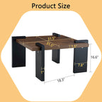 Table basse carrée, naturelle/noyer, plateau MDF, pour 1 à 2 personnes