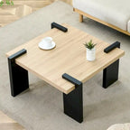 Table basse carrée, naturelle/noyer, plateau MDF, pour 1 à 2 personnes