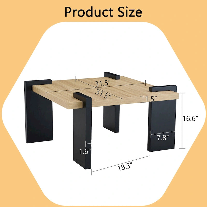 Table basse carrée, naturelle/noyer, plateau MDF, pour 1 à 2 personnes