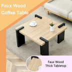 Table basse carrée, naturelle/noyer, plateau MDF, pour 1 à 2 personnes