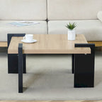 Table basse carrée, naturelle/noyer, plateau MDF, pour 1 à 2 personnes