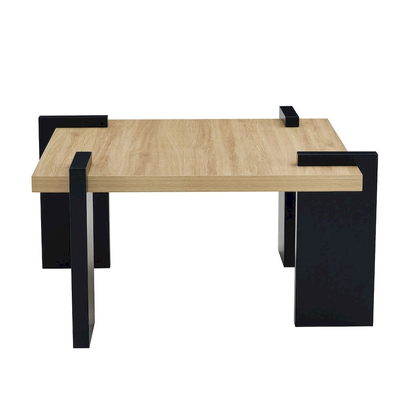Table basse carrée, naturelle/noyer, plateau MDF, pour 1 à 2 personnes
