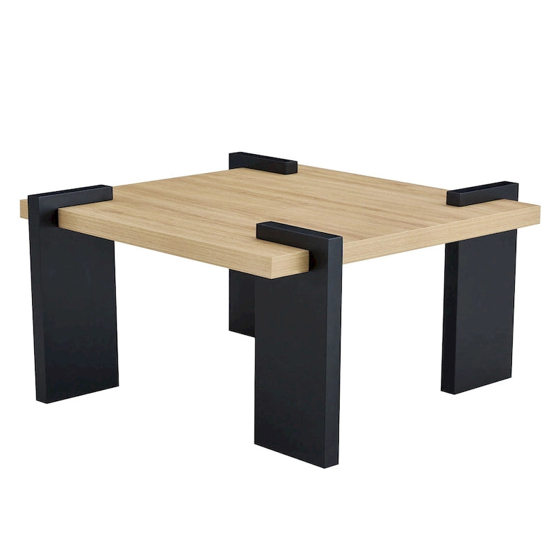 Table basse carrée, naturelle/noyer, plateau MDF, pour 1 à 2 personnes