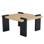 Table basse carrée, naturelle/noyer, plateau MDF, pour 1 à 2 personnes