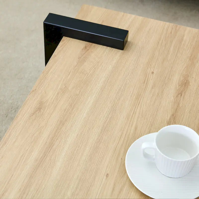 Table basse carrée, naturelle/noyer, plateau MDF, pour 1 à 2 personnes