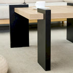 Table basse carrée, naturelle/noyer, plateau MDF, pour 1 à 2 personnes