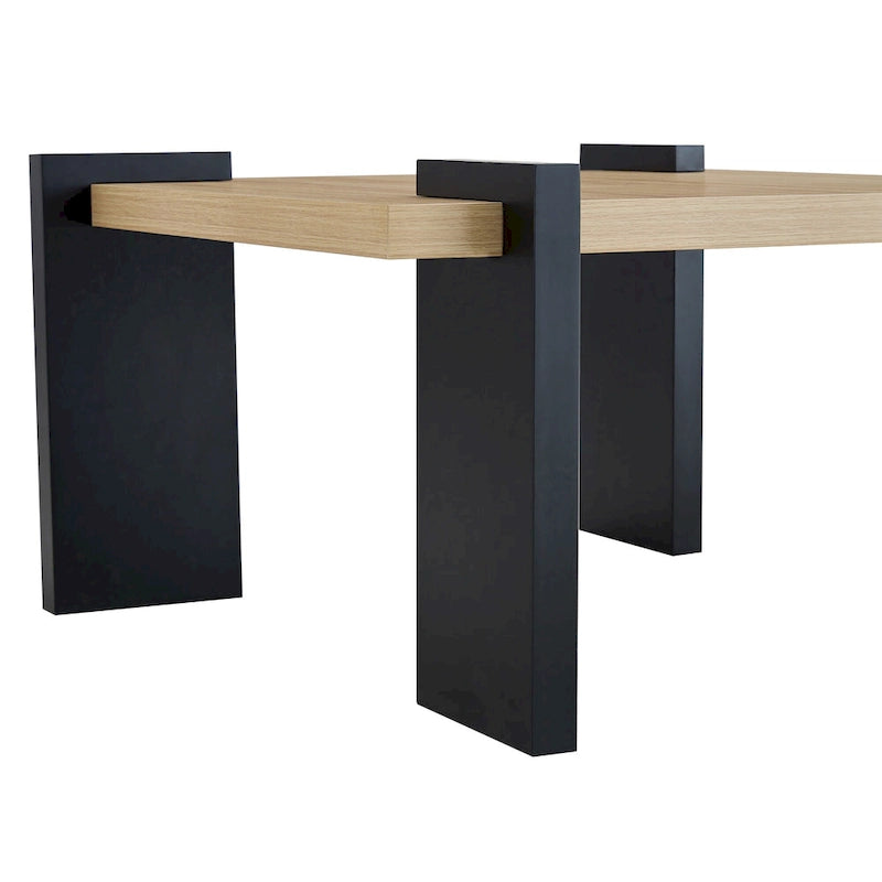 Table basse carrée, naturelle/noyer, plateau MDF, pour 1 à 2 personnes