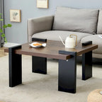 Table basse carrée, naturelle/noyer, plateau MDF, pour 1 à 2 personnes