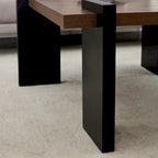 Table basse carrée, naturelle/noyer, plateau MDF, pour 1 à 2 personnes