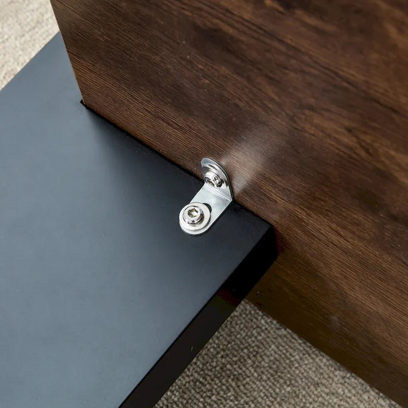 Table basse carrée, naturelle/noyer, plateau MDF, pour 1 à 2 personnes