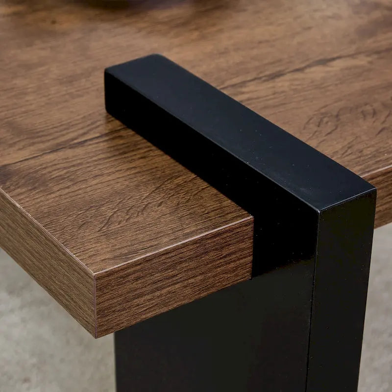 Table basse carrée, naturelle/noyer, plateau MDF, pour 1 à 2 personnes