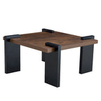 Table basse carrée, naturelle/noyer, plateau MDF, pour 1 à 2 personnes
