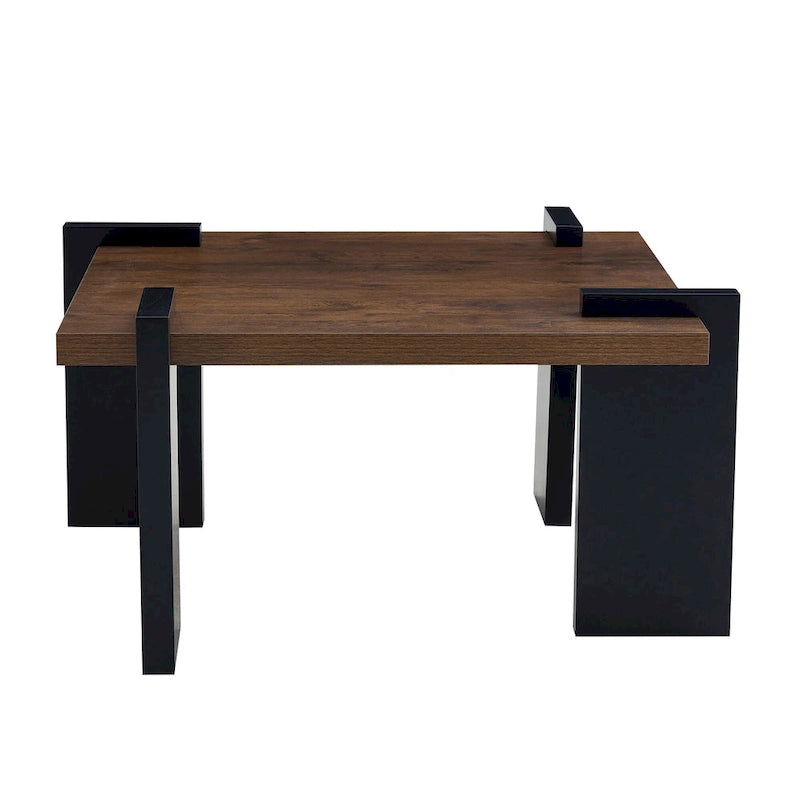 Table basse carrée, naturelle/noyer, plateau MDF, pour 1 à 2 personnes