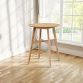 31.5  Modern Round Bar Table with Solid Wood Legs and Reinforced Crossbar, Suitable for Bar, Caf, Kitchen, Living Room