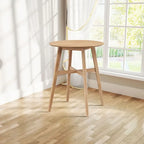31.5  Modern Round Bar Table with Solid Wood Legs and Reinforced Crossbar, Suitable for Bar, Caf, Kitchen, Living Room
