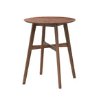 Table de bar ronde, Noyer/Noir, 2 personnes, plateau de 80 cm, hauteur de 99 cm