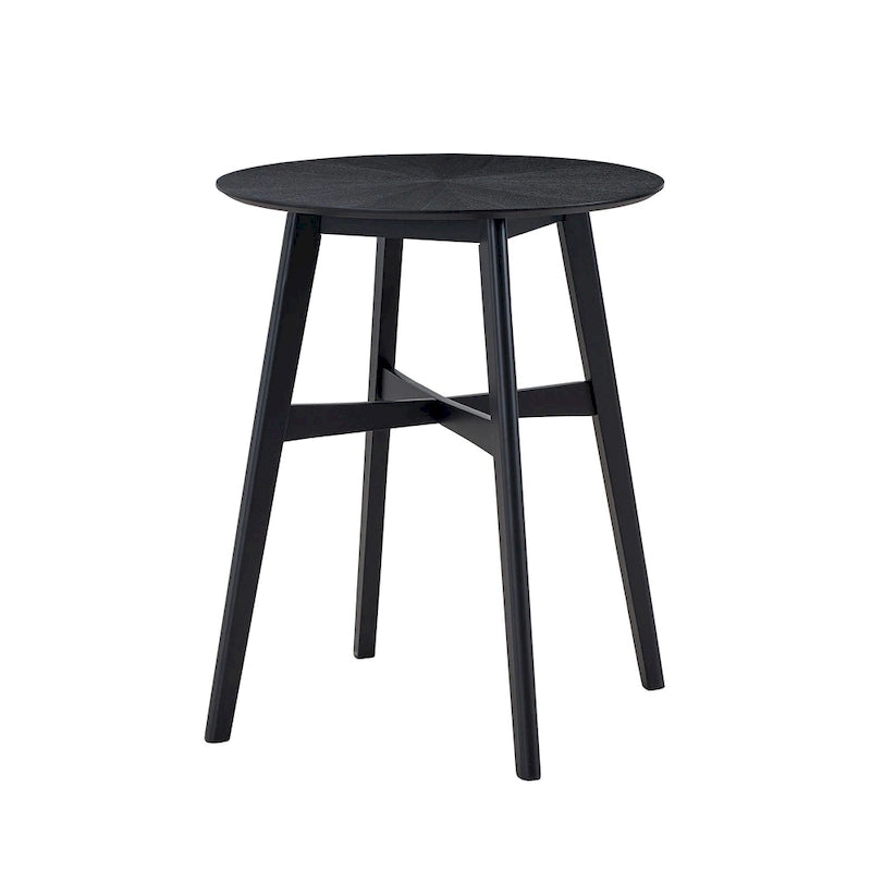 Table de bar ronde, Noyer/Noir, 2 personnes, plateau de 80 cm, hauteur de 99 cm