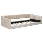 Lit de repos en velours beige avec poche latérale, taille XL pour lit jumeau, 1 personne