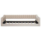 Lit de repos en velours beige avec poche latérale, taille XL pour lit jumeau, 1 personne