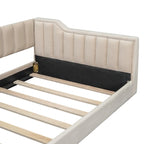 Lit de repos en velours beige avec poche latérale, taille XL pour lit jumeau, 1 personne