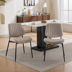Beige / Grey Armless Upholstered Dining Chair with Metal Legs, Set of 2