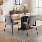 Beige / Grey Armless Upholstered Dining Chair with Metal Legs, Set of 2