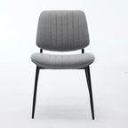 Beige / Grey Armless Upholstered Dining Chair with Metal Legs, Set of 2