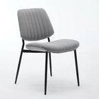 Beige / Grey Armless Upholstered Dining Chair with Metal Legs, Set of 2