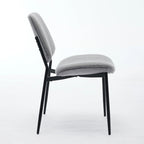 Beige / Grey Armless Upholstered Dining Chair with Metal Legs, Set of 2
