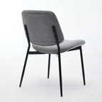 Beige / Grey Armless Upholstered Dining Chair with Metal Legs, Set of 2