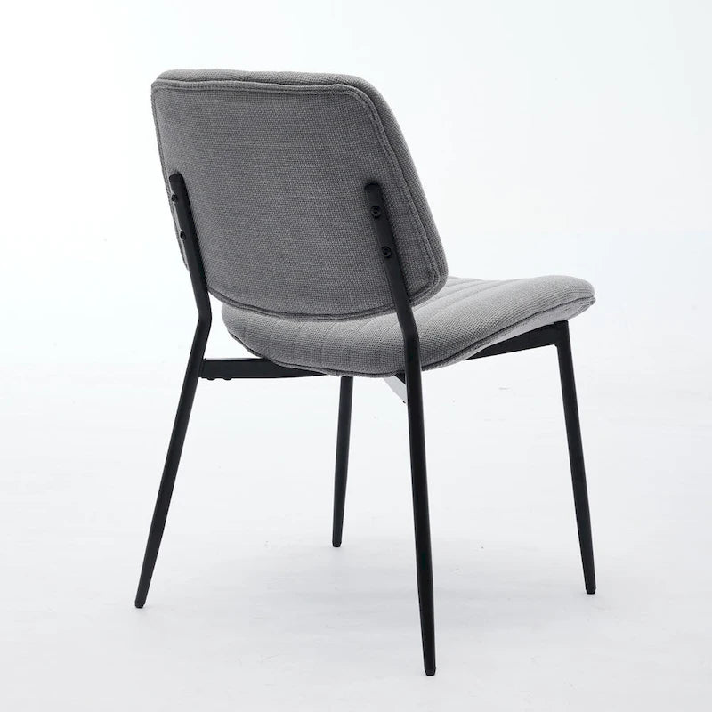 Beige / Grey Armless Upholstered Dining Chair with Metal Legs, Set of 2