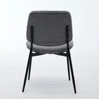 Beige / Grey Armless Upholstered Dining Chair with Metal Legs, Set of 2