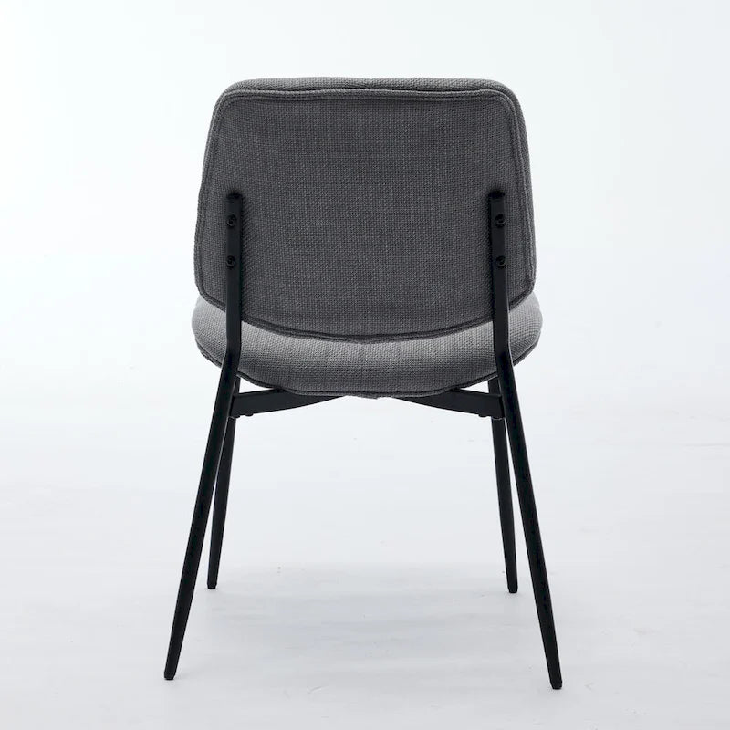 Beige / Grey Armless Upholstered Dining Chair with Metal Legs, Set of 2