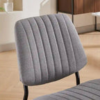 Beige / Grey Armless Upholstered Dining Chair with Metal Legs, Set of 2