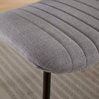 Beige / Grey Armless Upholstered Dining Chair with Metal Legs, Set of 2