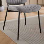 Beige / Grey Armless Upholstered Dining Chair with Metal Legs, Set of 2