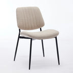 Beige / Grey Armless Upholstered Dining Chair with Metal Legs, Set of 2