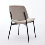 Beige / Grey Armless Upholstered Dining Chair with Metal Legs, Set of 2