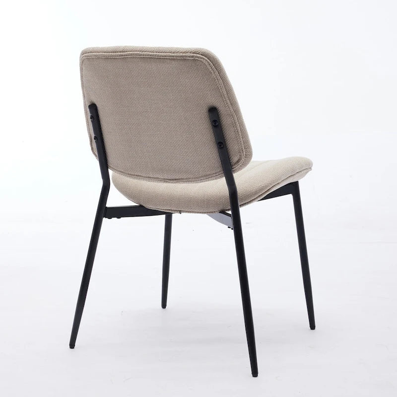 Beige / Grey Armless Upholstered Dining Chair with Metal Legs, Set of 2
