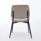Beige / Grey Armless Upholstered Dining Chair with Metal Legs, Set of 2